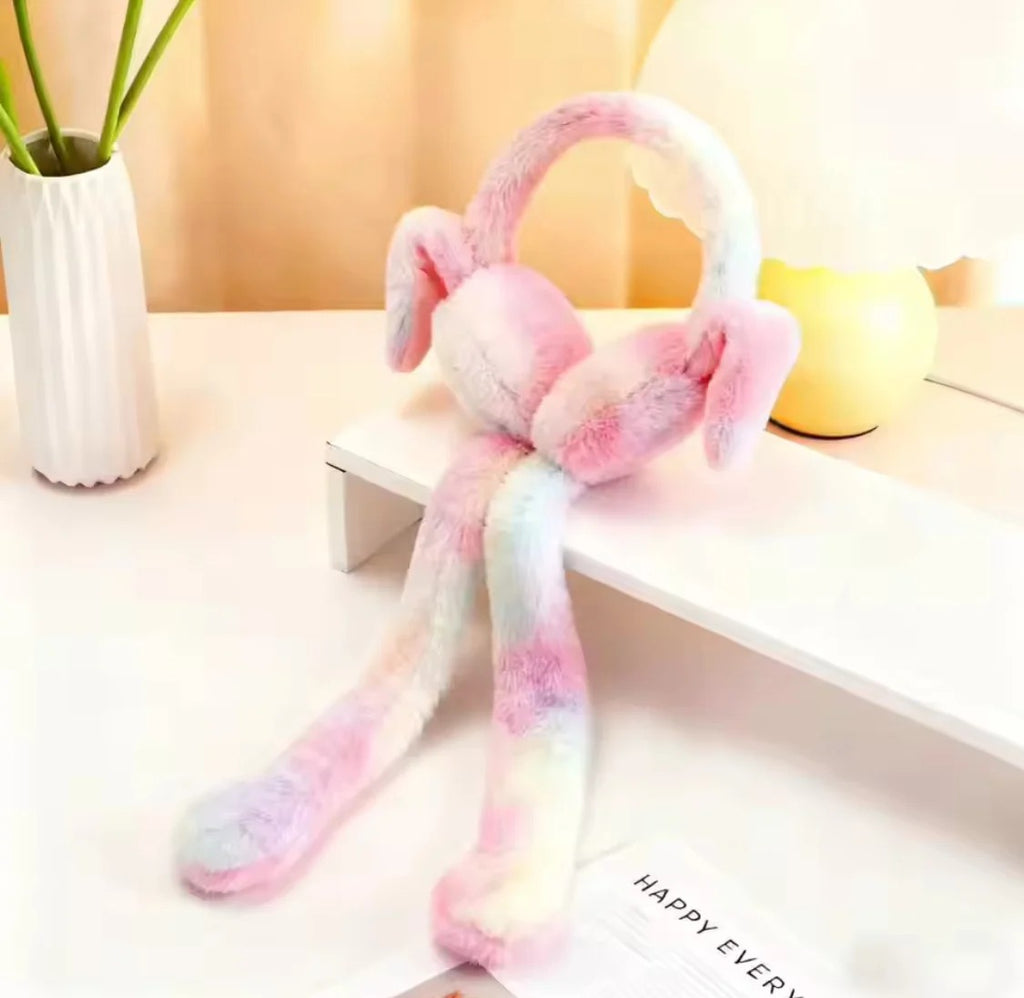 Cute Bunny Cap Headphone Plush Ear Muff Winter Headwear for Women & Girls –