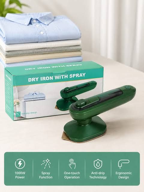 Portable Dry Iron With Spray Handheld Garment Press Travel Iron Appliance - 1000W