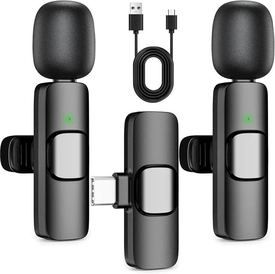 K11 Dual Wireless Lavalier Microphone for iPhone & Android – Dual Clip-On Bluetooth Mic
