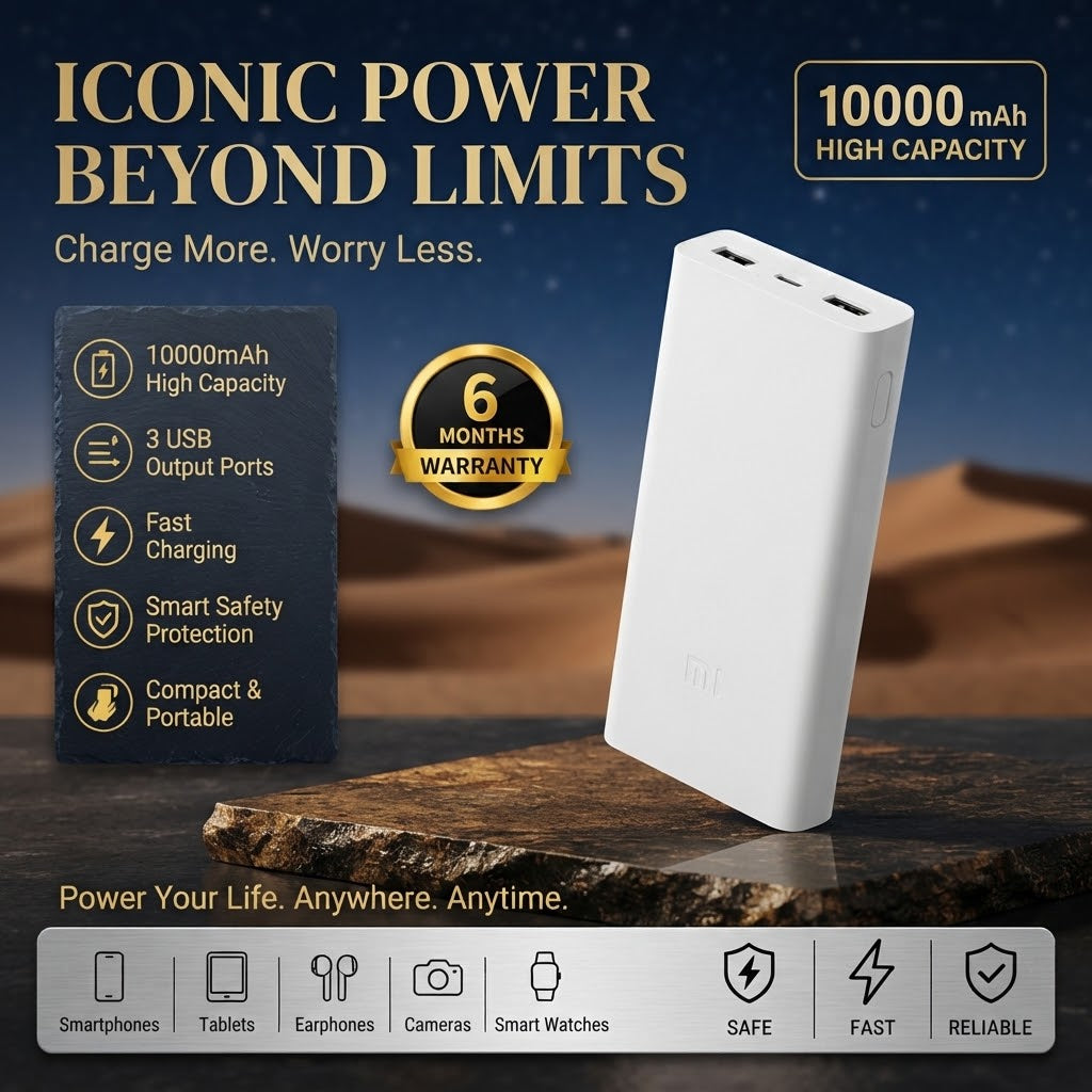Power Bank 10000MAH Original Capacity Fast charging Dual charging Ports with Led indicator
