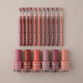 Nails Polish And Lip Pencils Combo Deal - Beauty Accessory Designed For Makeup Application And Daily Skincare Routine (12 Lip Pencils + 6 Nail Polishes)