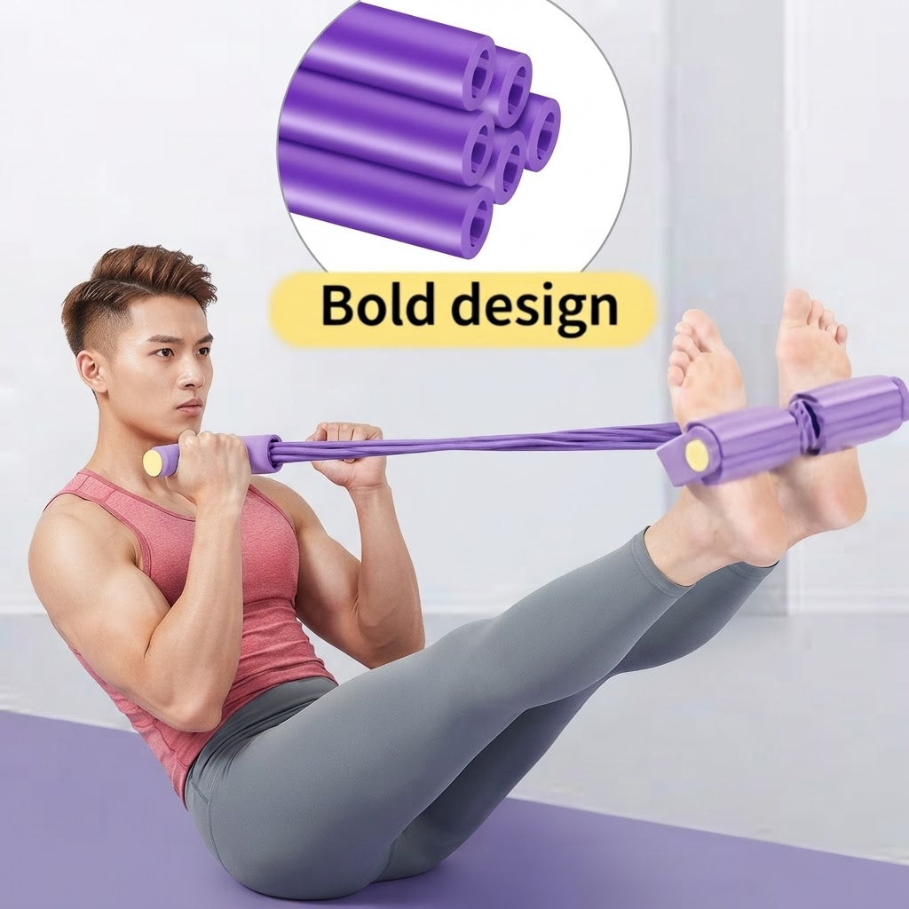 Foot Pedal Resistance Band Elastic Sit-Up Pull Rope Yoga Fitness Gym - Elastic Pull Ropes Tummy Trimmer (Random Colors)|