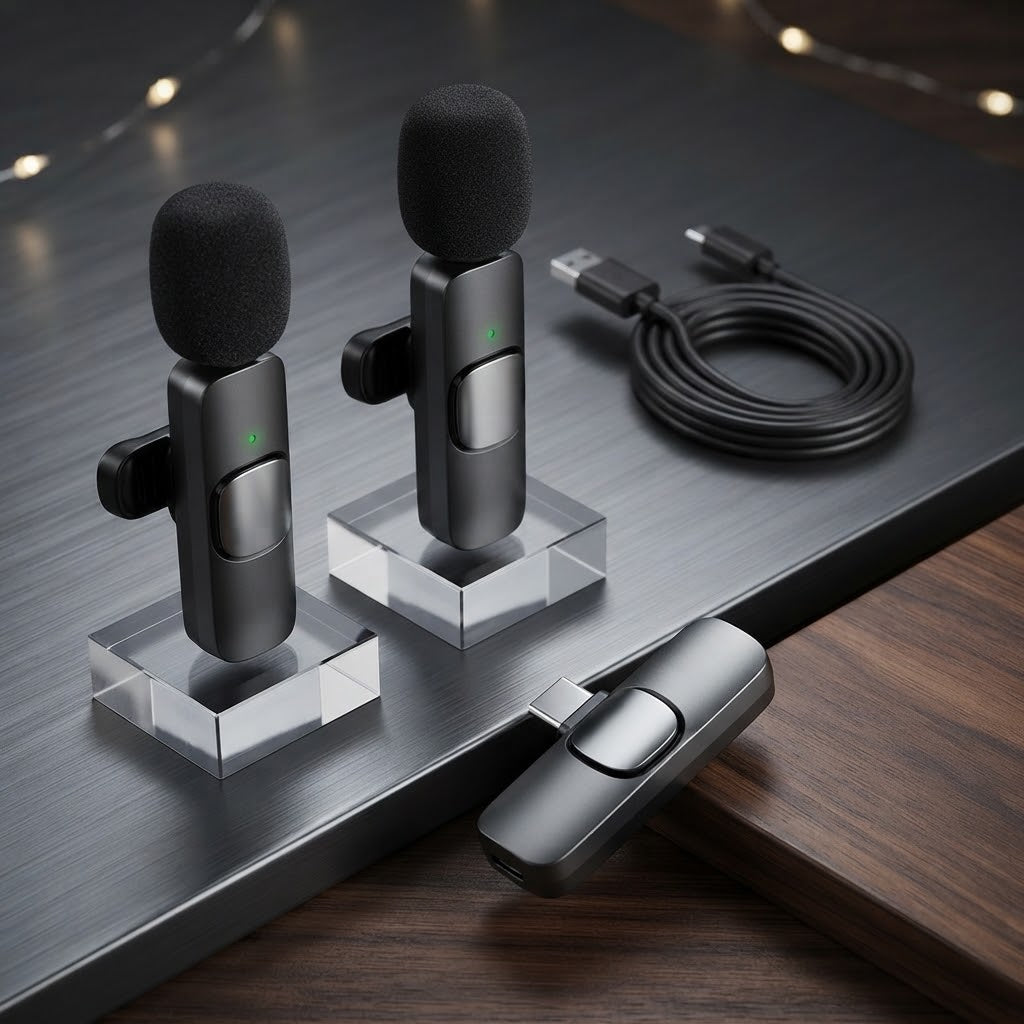 K11 Dual Wireless Lavalier Microphone for iPhone & Android – Dual Clip-On Bluetooth Mic