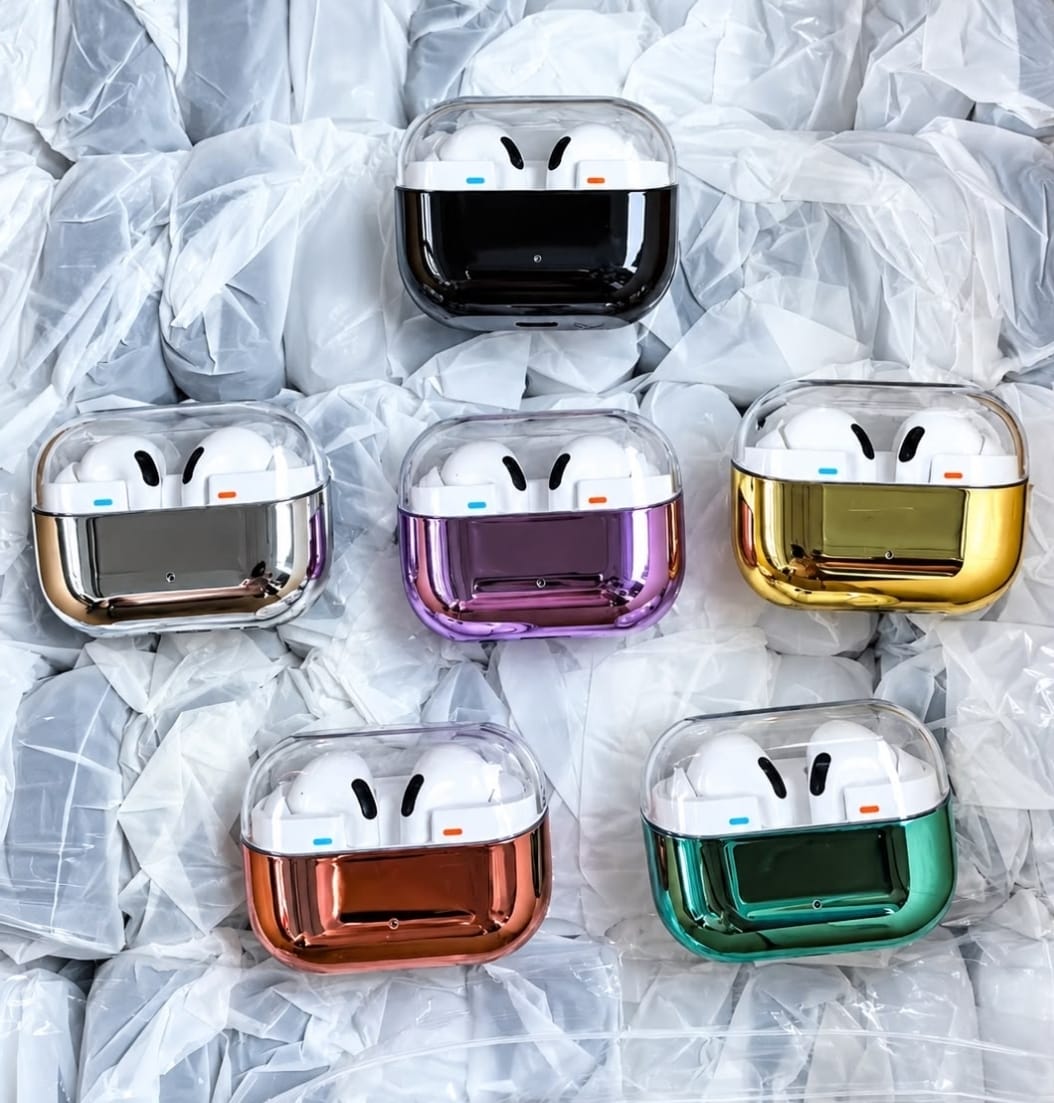 Airpods Pro 2 With Shining Metallic Charging Case Wireless Earbuds (Random Color)