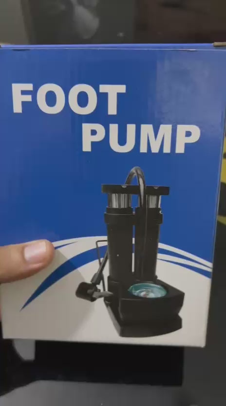 Double Cylinder Foot Air Pump with Pressure Gauge – Heavy Duty Manual Tyre Inflator for Car, Bike, Bicycle, Motorcycle, Football & Inflatable Toys